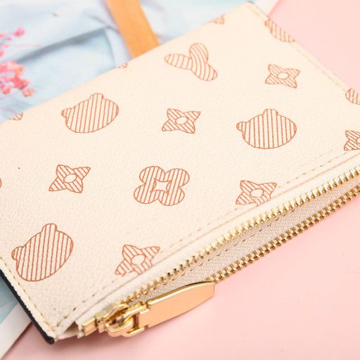 Monedero con bolso de mano con flores antiguas de dibujos animados (rosa)