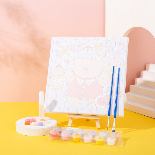 Juego de pasteles al óleo con cuadrícula de cuatro