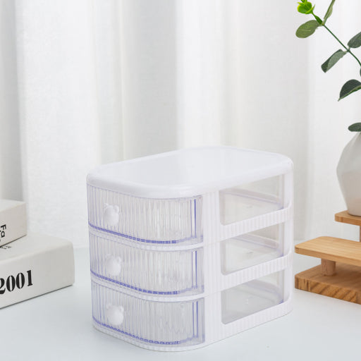 Caja de almacenamiento multifuncional con tres capas (blanco)
