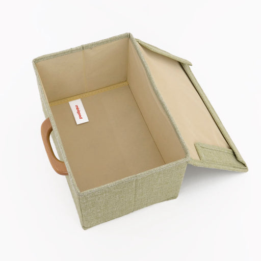 Caja de almacenamiento pequeña con mango de madera (verde)