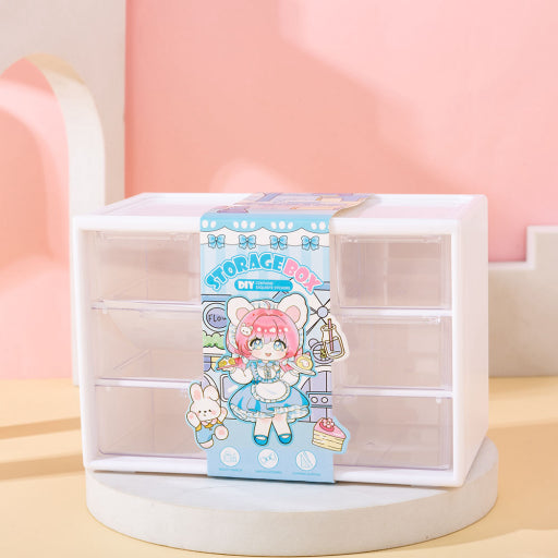 Almacenamiento de papelería de 6 celdas (rosa)