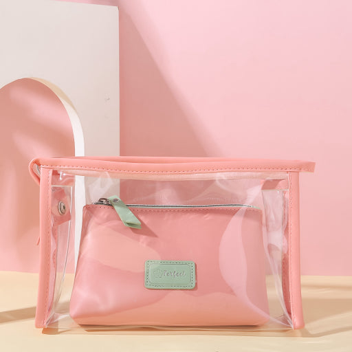 Bolsa de maquillaje portátil Jelly Mother Child (rosa)