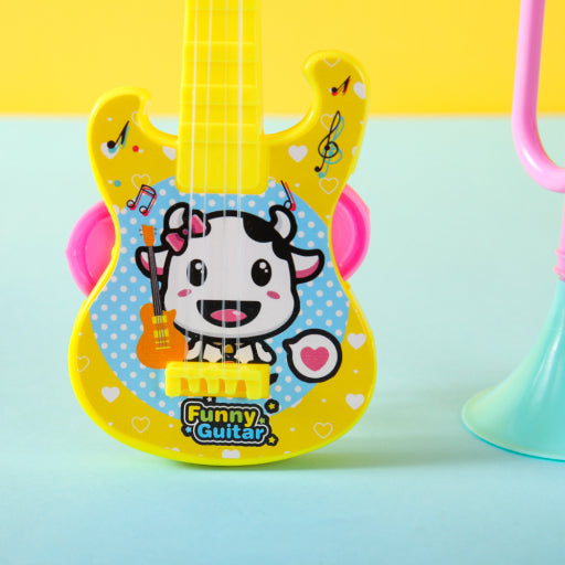 Pequeño instrumento musical bicolor.