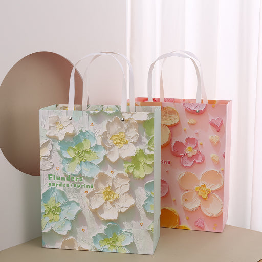 Bolsa de regalo de flores estilo pintura al óleo (pequeña)