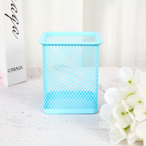 Portalápices cuadrado de metal Plata