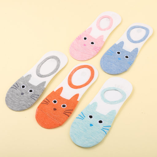Calcetines femeninos invisibles de gato