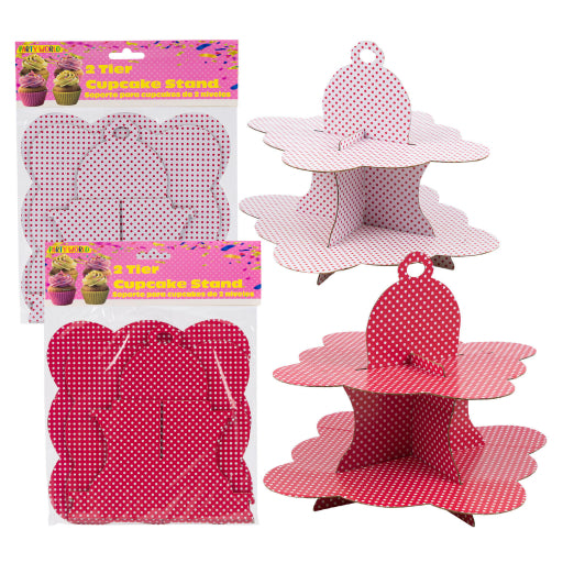 Soporte Para Pastel Tipo Taza De 2 Niveles: Blanco/Rojo