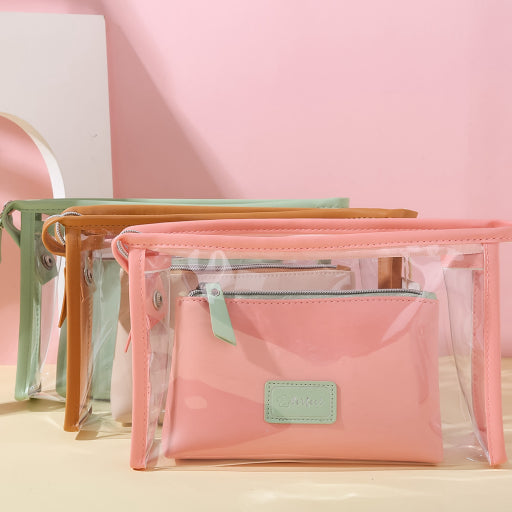 Bolsa de maquillaje portátil Jelly Mother Child (beige)