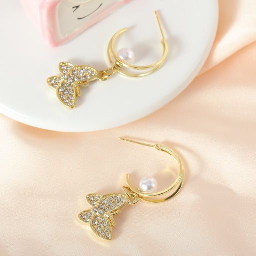 Pendientes de perlas de mariposa (1 par)