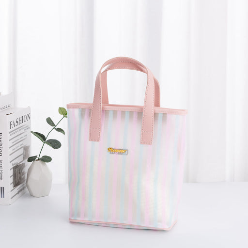 Bolso trapezoidal de rayas - rosa