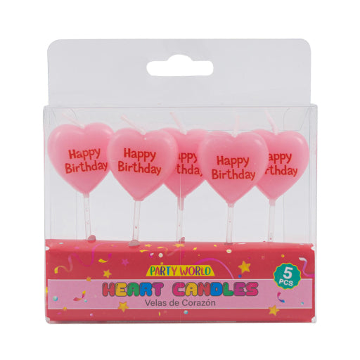 Velas De Corazón De 5 Piezas: Rosa/Rojo