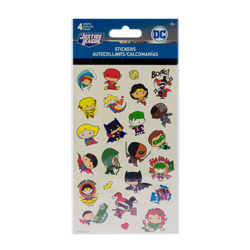 4 Hojas De Pegatinas De Personajes De Dc Chibi
