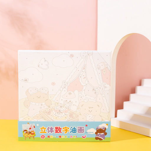 Juego de pasteles al óleo con cuadrícula de cuatro