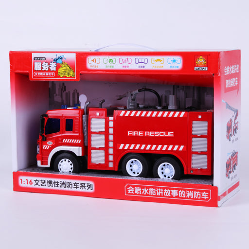 Camión de bomberos con rociador de agua y canto [Rojo]