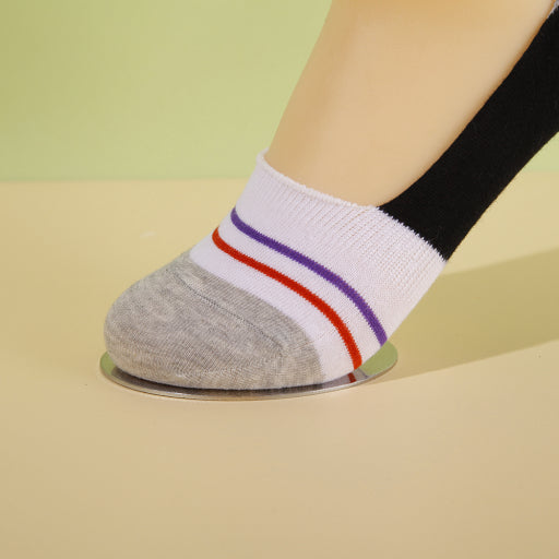 Calcetines náuticos invisibles de mujer a rayas (2 pares)