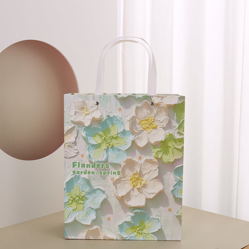 Bolsa de regalo de flores estilo pintura al óleo (pequeña)