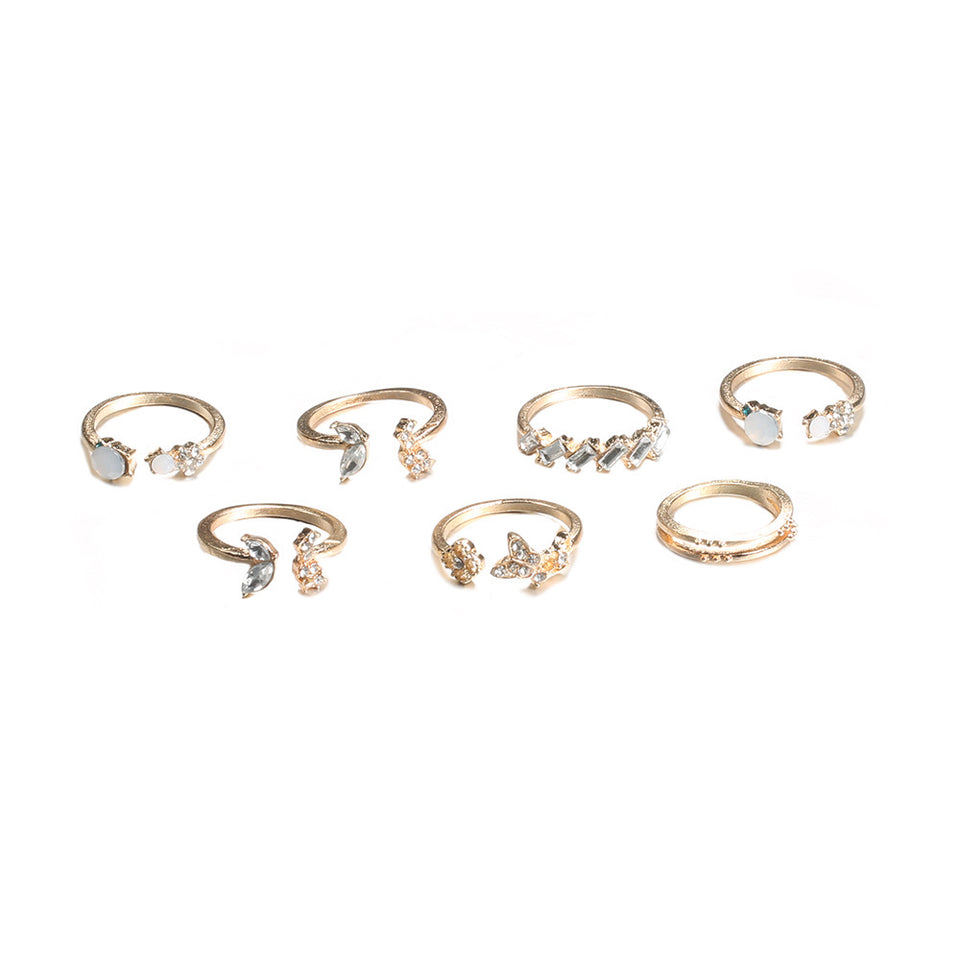 Set de anillos delgadas con pedreria