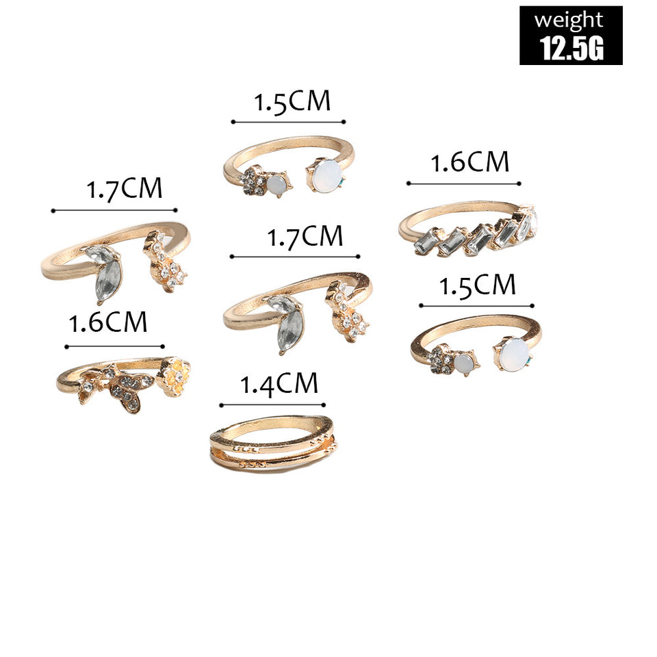 Set de anillos delgadas con pedreria