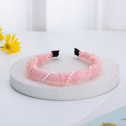 Diadema de tejido de perlas a cuadros