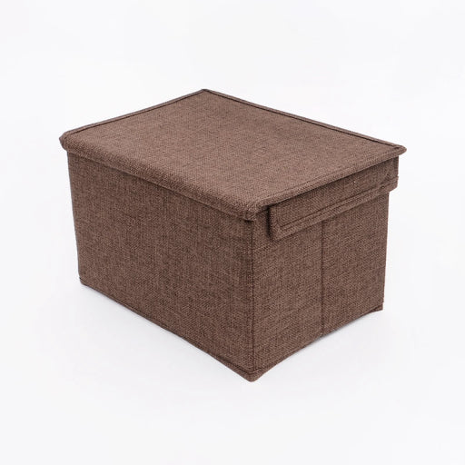 Caja de almacenamiento pequeña con mango de madera (beige)