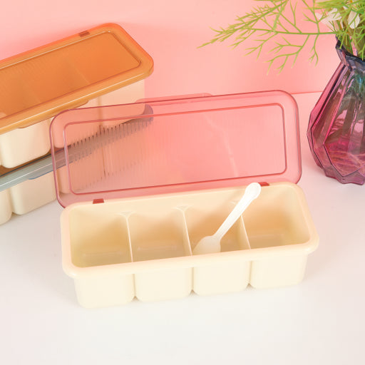 Caja de condimentos de cuatro compartimentos